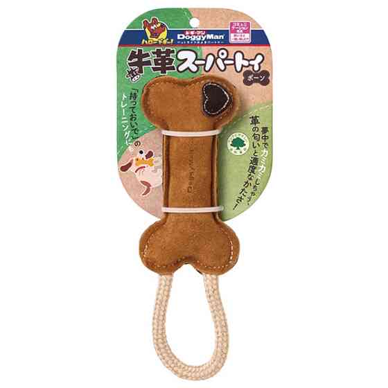 DoggyMan Leather Bone ДОГГІМЕН КІСТКА ШКІРЯНА З КАНАТОМ жувальна іграшка для собак Київ