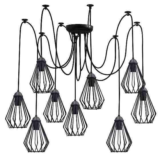 Подвесная люстра под старину паук черная 9 ламп Silvia NL 05371-9 Одесса
