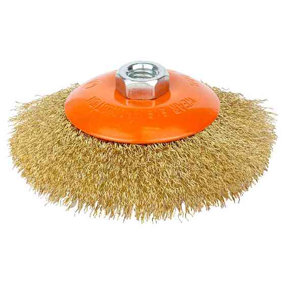 Grad Щетка проволочная конусообразная Ø125мм М14×2мм (латунированная) GRAD (9035125) Коломия