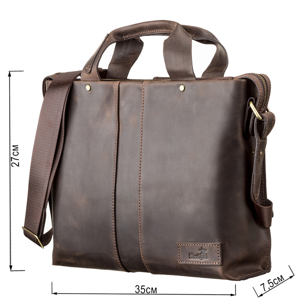 Сумка мужская кожаная Коричневая (SHVIGEL) Киев - изображение 14