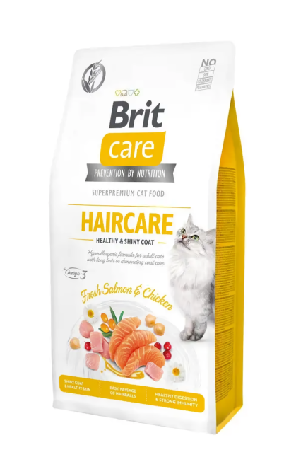 Сухой корм для длинношерстных кошек Брит Brit Care Cat Haircare Healthy&Shiny Coat с лососем и курицей, 400 г Винница - изображение 1
