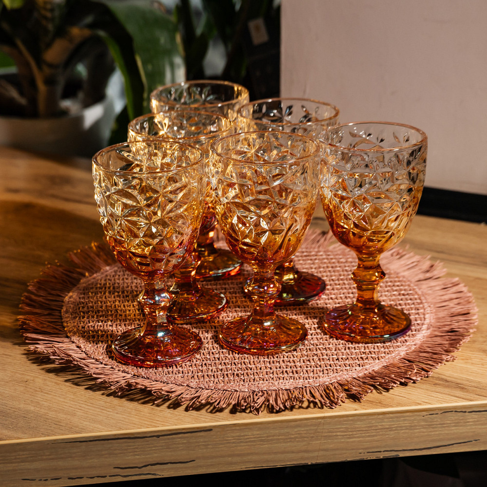 Набір келихів для вина 6 штук 340 мл на ніжці скляні Yiwu HP-19-189 Київ - фото 3