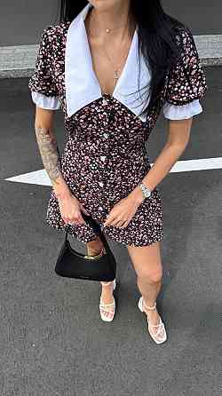 Жіноча романтична мінісукня-комбінезон з білим коміром софт Чорний, 42/44 Одеса