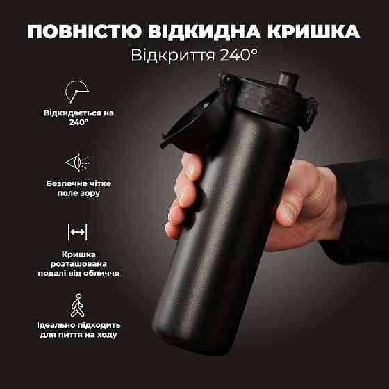 Пляшка для води металева вакуумна ION8 500 мл. Vacuum Insulated, Black Каменское