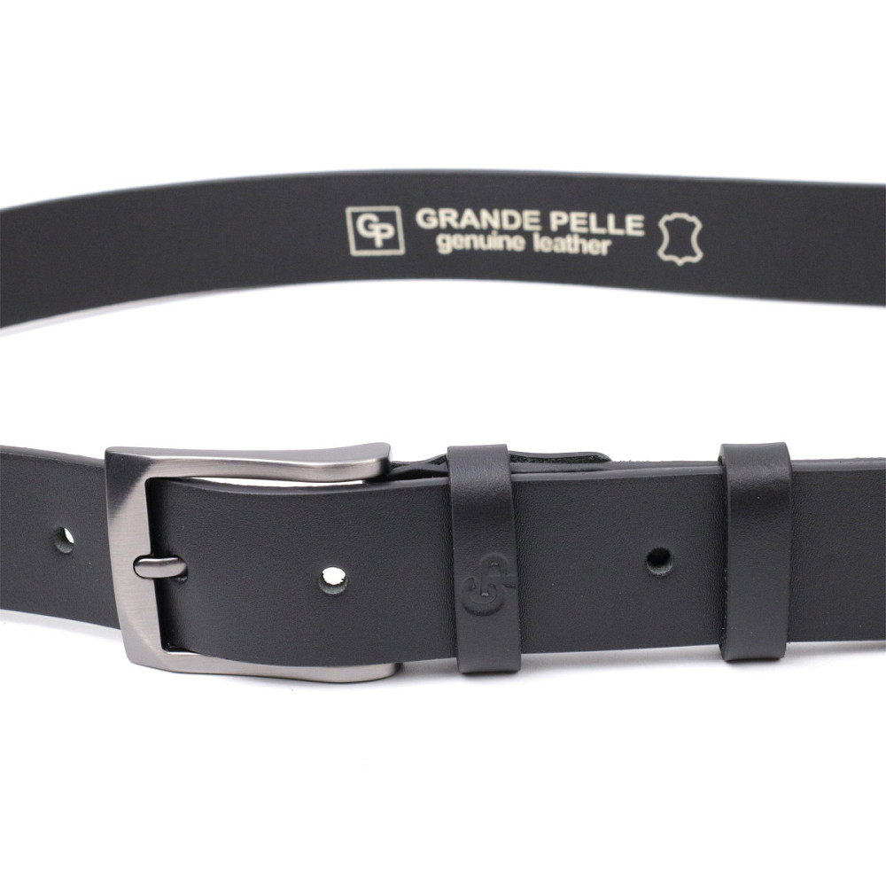 Стильный пояс под брюки для мужчин из натуральной кожи GRANDE PELLE 11690 Черный Киев - изображение 5