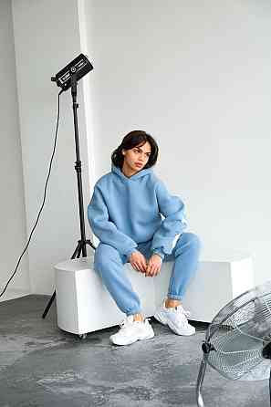 Женский стильный повседневный костюм Chicago с двойным капюшоном Голубой, 42/46 Одесса