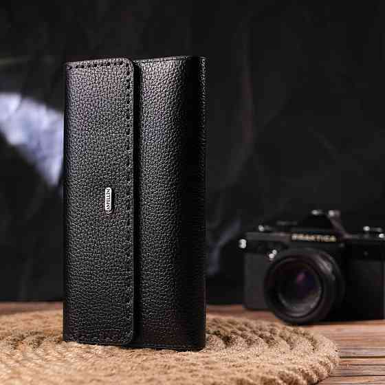 Функціональний жіночий гаманець з натуральної шкіри CANPELLINI 21662 Чорний Київ