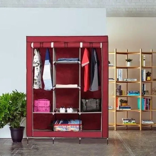 Зручна тканинна шафа для дачі, Шафа тканинна складна для дому складана з полицями QN-46 Львів - фото 3