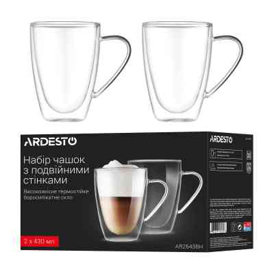 Набір чашок Ardesto BH 430 мл 2 шт прозорий (AR2643BH) Вінниця