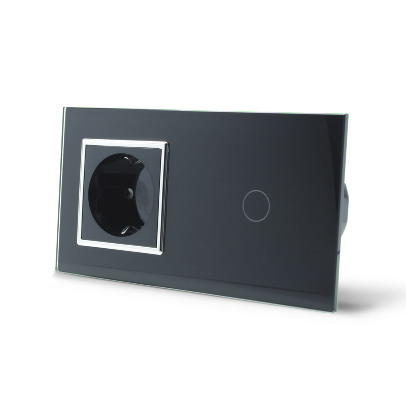 LIVOLO Сенсорний вимикач 1 сенсор 1 розетка Livolo чорний хром скло (VL-C701/C7C1EU-12C) Коломия - фото 7