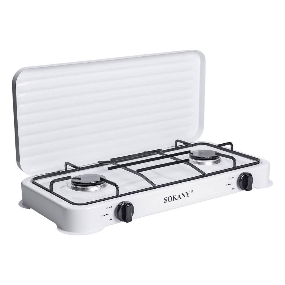 Настольная газовая плита на 2 конфорки мини газовая плита для баллонного газа Белая Sokany SK-6002 Киев - изображение 3