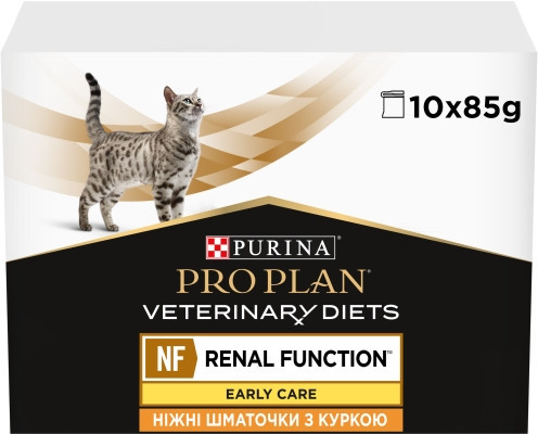 Вологий дієтичний корм PRO PLAN VETERINARY DIETS NF Renal Function Early Care для дорослих котів при патології нирок на ранніх стадіях, з куркою, 10х8 Київ - фото 1