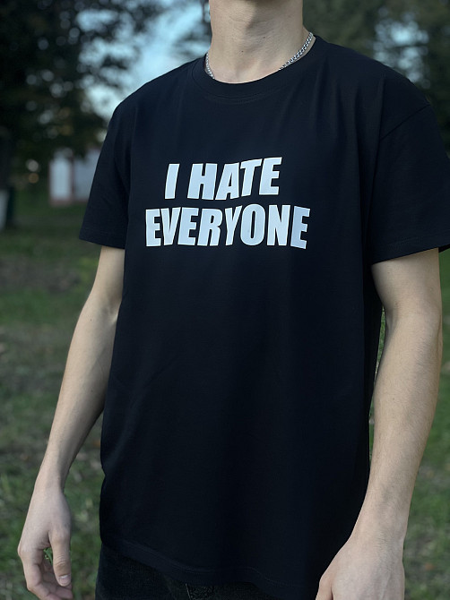 Бунтарська футболка з принтом "I HATE EWERYONE" Чернівці - фото 2