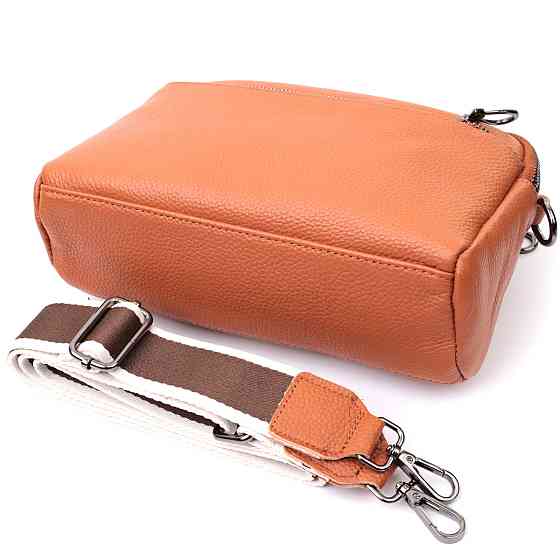 Вместительная сумка для женщин с карманами из натуральной кожи Коричневая (Vintage) Киев