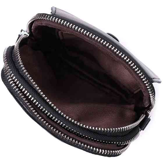 Вертикальна невелика сумка для жінок на два відділення з натуральної шкіри Vintage 22399 Чорна Київ