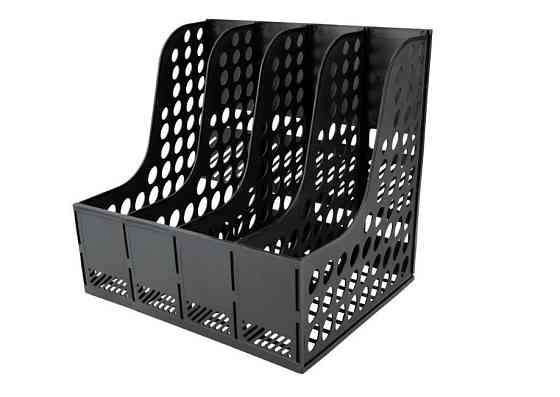 Лоток для документов вертикальный, сборный пластиковый черный, 4 секции Павлоград