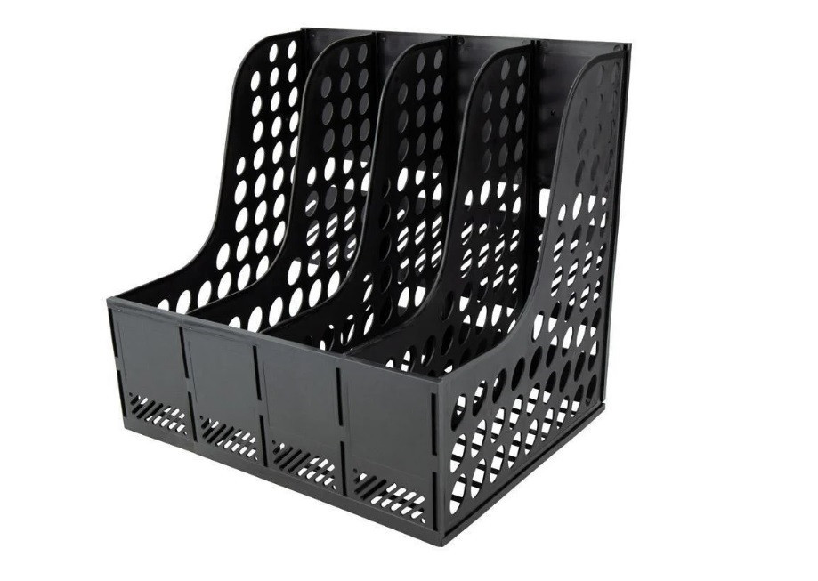 Лоток для документов вертикальный, сборный пластиковый черный, 4 секции Павлоград - изображение 2