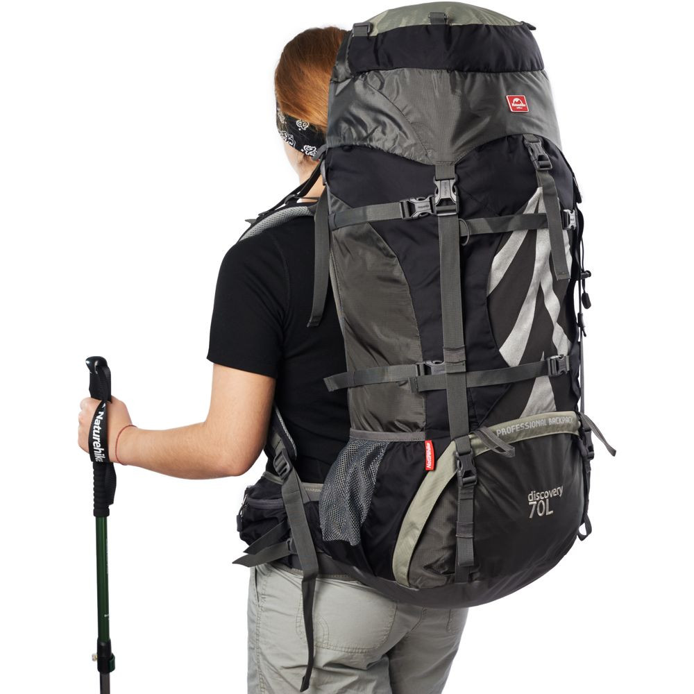 Рюкзак туристичний Naturehike NH70B070-B, 70 л + 5 л, чорно-сірий Киев - изображение 11