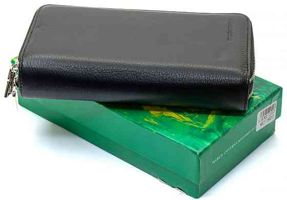 Чорний чоловічий гаманець-клатч з натуральної шкіри Київ