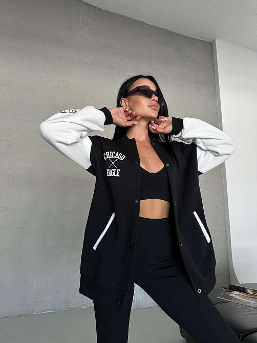 Женский теплый прогулочный костюм: бомбер и лосины трехнить на флисе + рубчик 48/52 Одесса - изображение 1