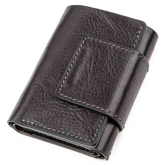 Строгое портмоне унисекс из гладкой кожи GRANDE PELLE 11152 Черное Киев