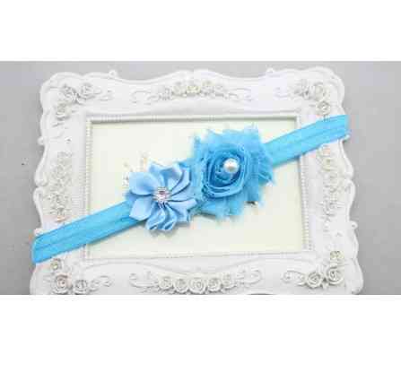 Пов'язка на голову дитяча блакитна - розмір декору 9см, розмір універсальний (на резинці) Київ