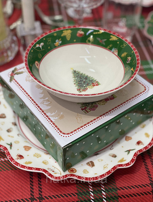 САТНИК НОВОГОДНІЙ ФАРФОРОВИЙ СЕРВОВАНИЙ "CHRISTMAS DELIGHT" 16 см 350 мл + ПОДАРУНОВА ПАКОВАННЯ Київ - фото 1