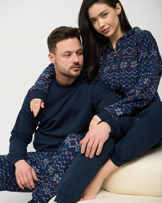 Чоловіча тепла піжама — Байка — штани в орнамент — Family look для пари Tom John 93430 Київ - фото 8