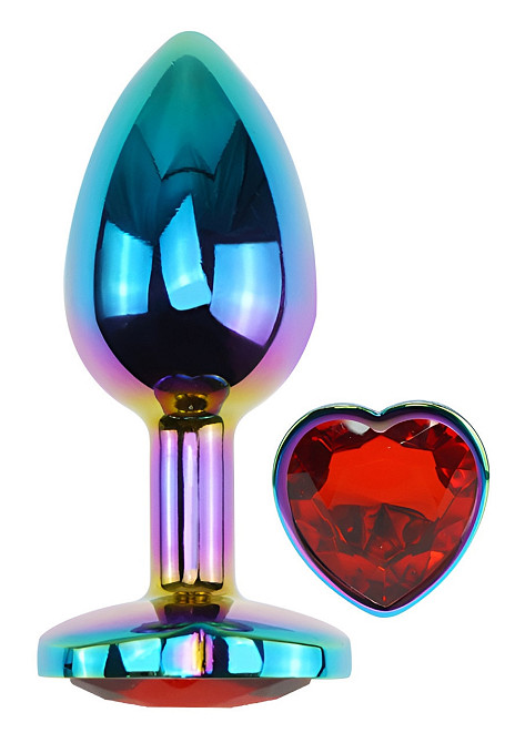 Анальна пробка з кристалом EGZO - Multicolor Heart Plug Red size M Sex Aura Київ - фото 2