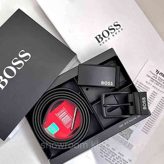 Мужской двусторонний ремень и две пряжки Boss (203-1) Киев