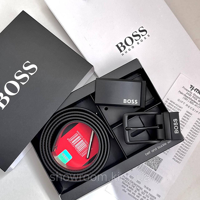 Мужской двусторонний ремень и две пряжки Boss (203-1) Киев - изображение 2