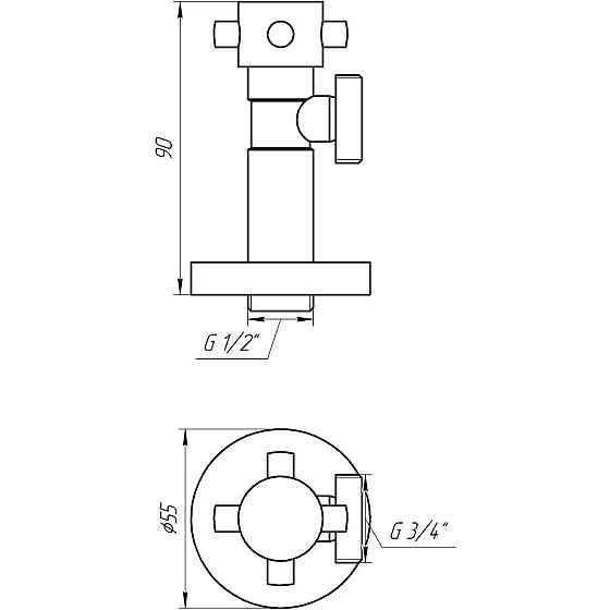 Кран полуоборотный угловой SOLOMON 1/2″х3/4″ Retro 7077 (000004158) Киев