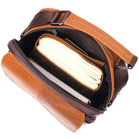 Удобная мужская сумка с ручкой кожаная Рыжая (Vintage) Киев