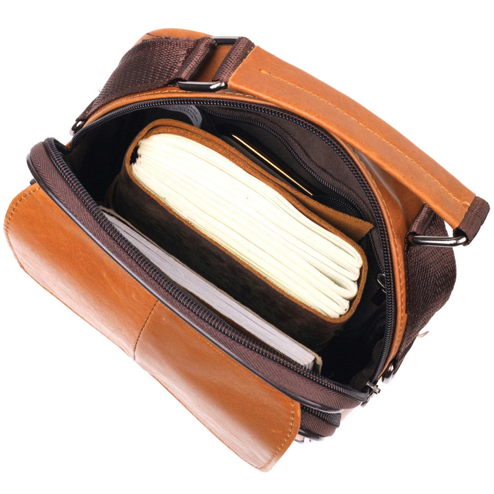 Зручна чоловіча сумка з ручкою шкіряна Руда (Vintage) Київ - фото 1