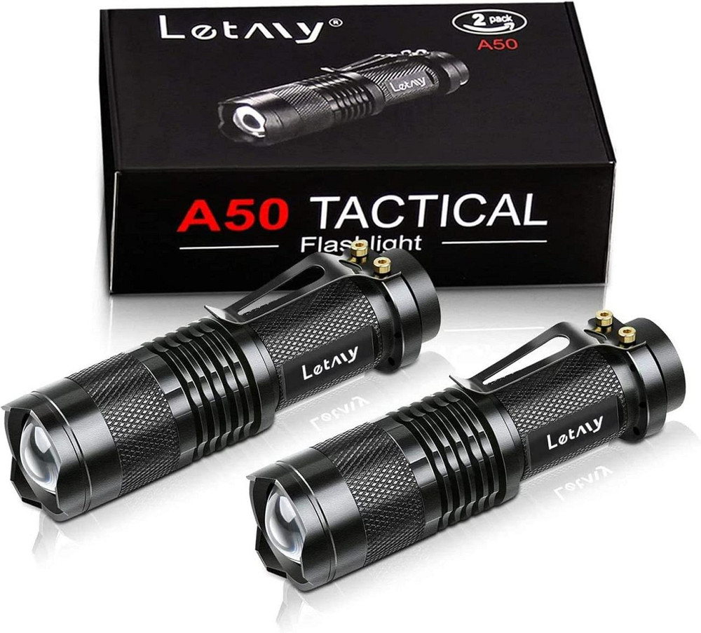 Комплект фонариков LETMY 2 шт., LED 300 лм, 3 режима, Zoom-фокус, до 183 м, алюминиевые, 1×AA, черные Киев - изображение 1