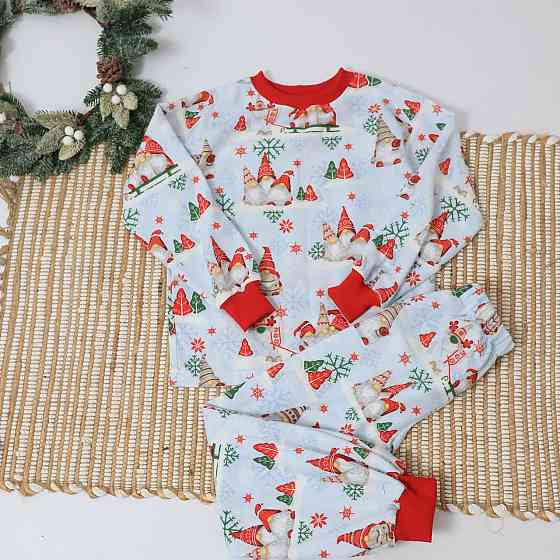 Бавовняна новорічна дитяча піжама з гномами (світшот+штани) Кам'янець-Подільський