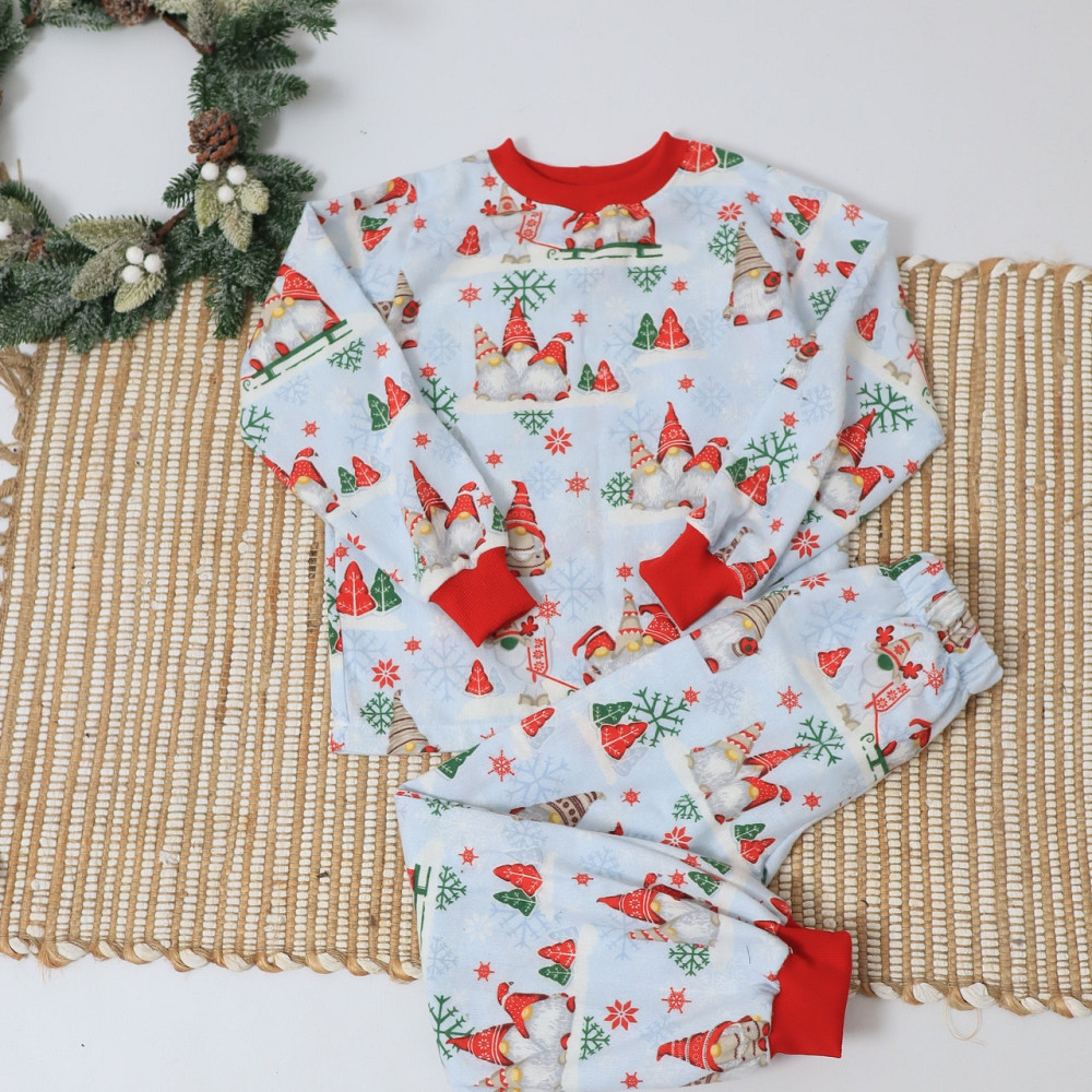 Бавовняна новорічна дитяча піжама з гномами (світшот+штани) Кам'янець-Подільський - фото 4