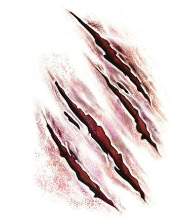 Тимчасова тату Подряпини для Halloween 10 на 6 см бордовий Київ - фото 2