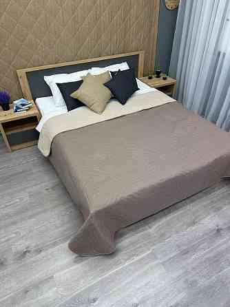 Покрывало двустороннее Decorator Microfiber листья 140х215 см капучино с бежевым (85-111) Киев