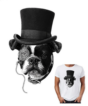 Термонаклейка стильная для одежды Мопс с цилиндром Киев - изображение 1