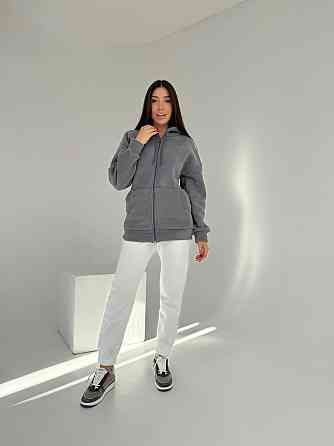 Жіноча тепла флісова кофта на змійці щільний двосторонній фліс Графіт, 42/44 Одеса