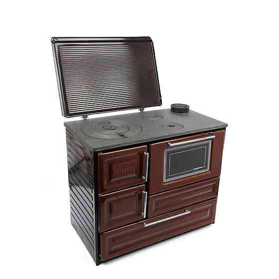 Піч-кухня на дровах та вугіллі Hosseven 4010 з духовкою та варильною поверхнею 6 кВт до 50 м2 опалювально-варильна піч Туреччина Київ