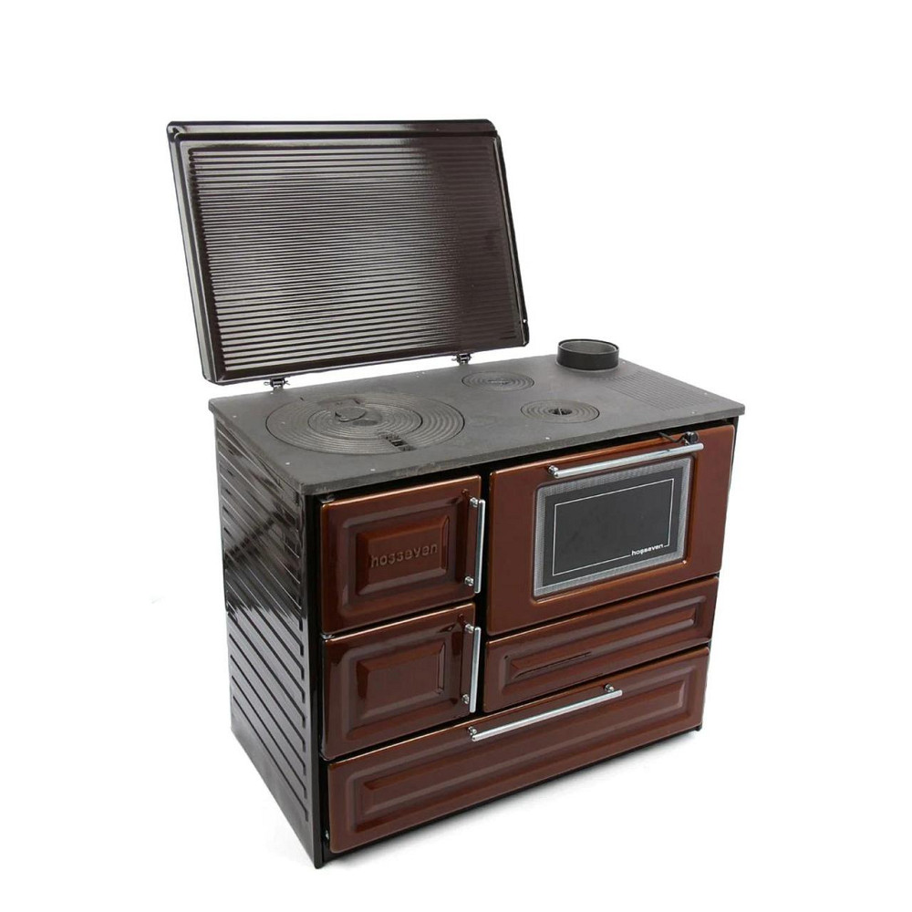 Піч-кухня на дровах та вугіллі Hosseven 4010 з духовкою та варильною поверхнею 6 кВт до 50 м2 опалювально-варильна піч Туреччина Тернопіль - фото 3