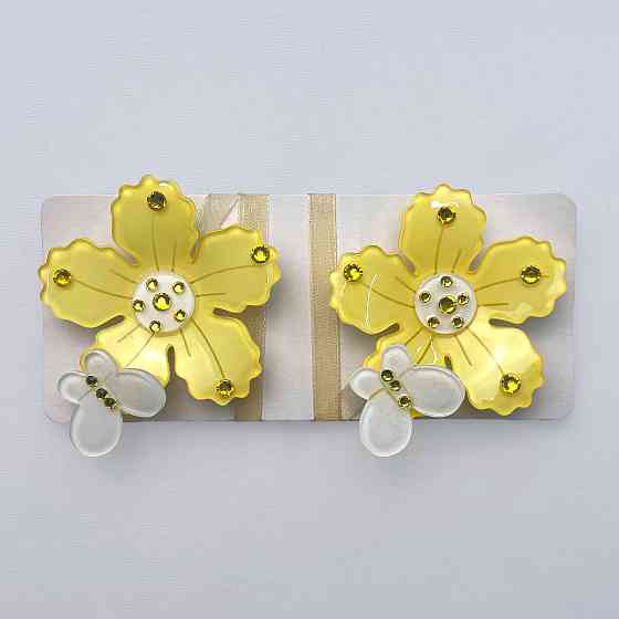 Магніти для штор і гардин Весна набір 2 шт Жовтий з білим (81-316) Київ