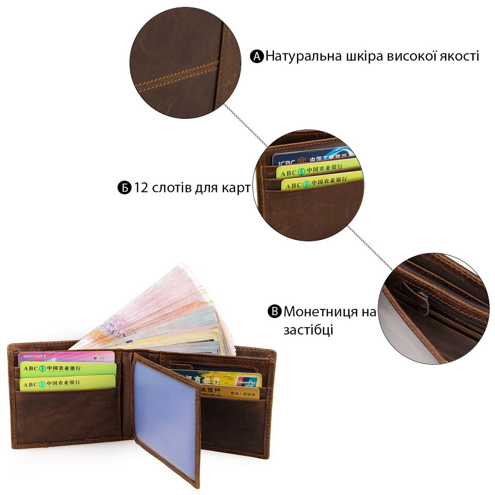 Гаманець чоловічий Vintage 14225 Коричневий Київ - фото 8
