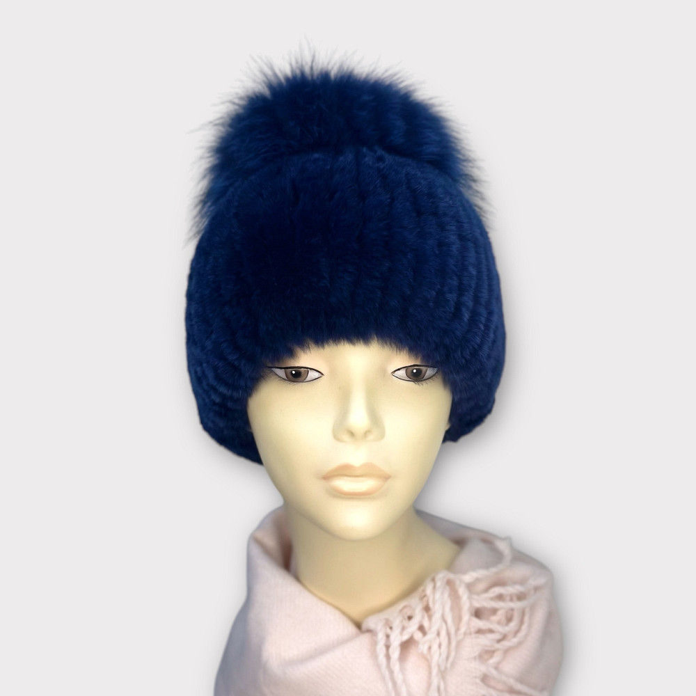 Шапка хутряна жіноча Бон Тіфані Синій Харків - фото 2
