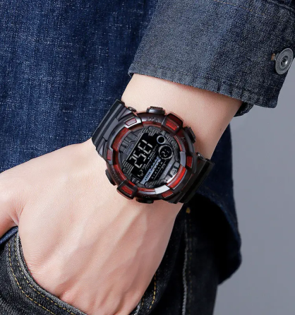 Часы мужские спортивные наручные Skmei 2110 (Черный с красным) Киев