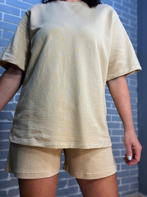 Костюм женский Pepper&mint 24-0101 футболка с шортами трикотажный оверсайз однотонный бежевый, бежевый, SM Киев - изображение 10