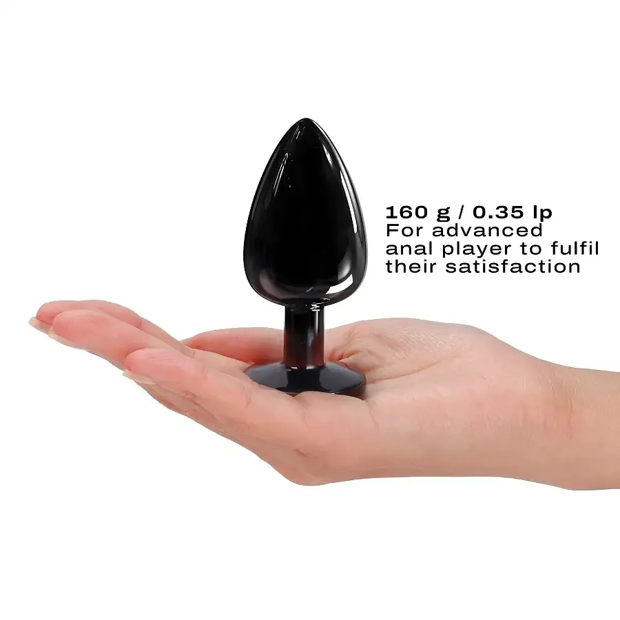 Металева анальна пробка з кристалом Dorcel Diamond Plug Black L Львів - фото 3