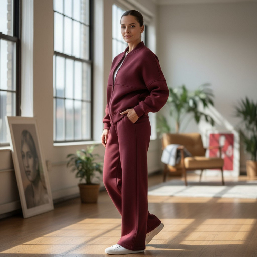 Жіночий костюм-двійка з широкими штанами Бордовий 42/46 Харків - фото 2